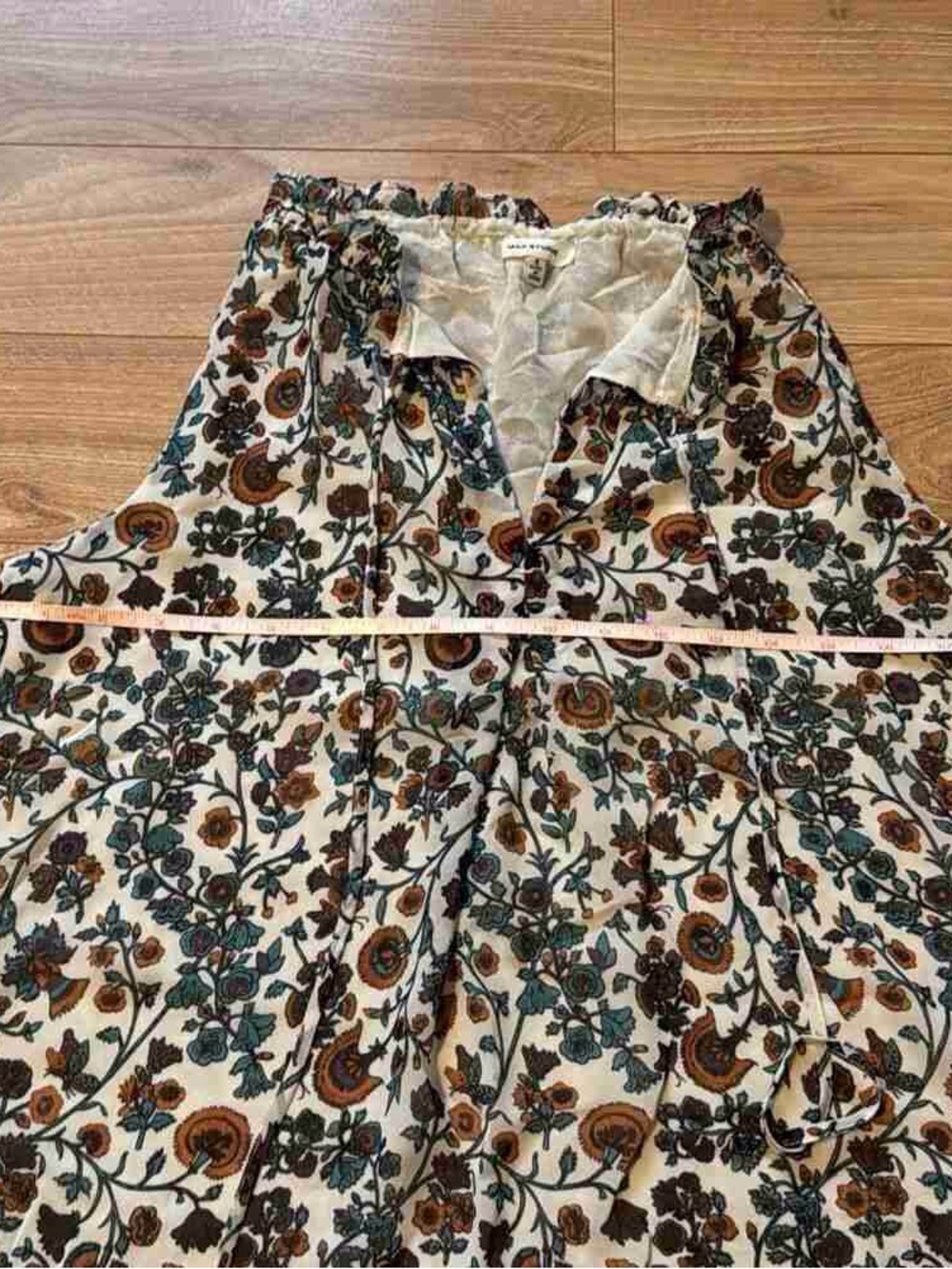 Max Studio Cream Floral Tunic with Green & Brown Motif - Picture 2 of 6